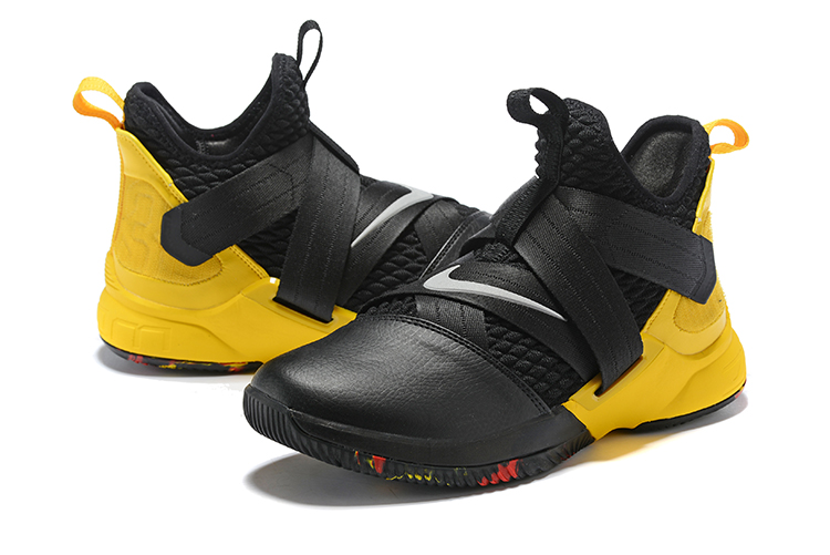 Men Nike LeBron Soldoer XII Black Yellow Shoes